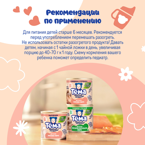 Пюре мясное ТЕМА Говядина, с 6 месяцев, 90г, фотография