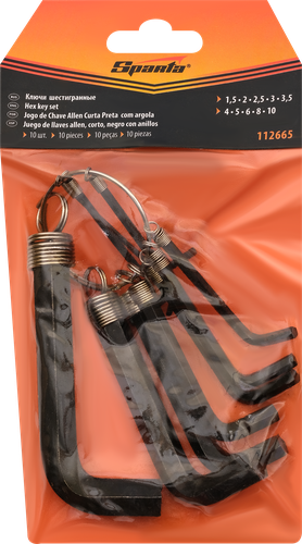 Набор имбусовых ключей SPARTA HEX, 1,5–10 мм, оксидированные, на кольце, 10шт, изображение