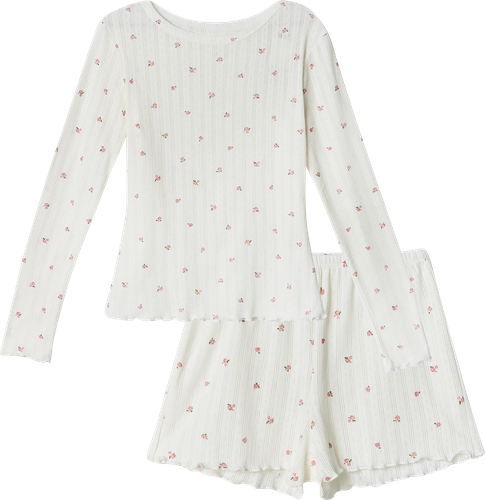 Комплект домашний женский MARK FORMELLE джемпер и шорты р. 42–48 модель 592614, красные розы на белом, картинка