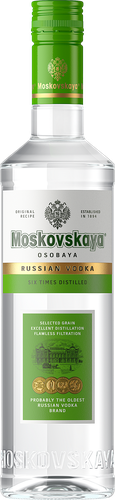 Водка МОСКОВСКАЯ ОСОБАЯ 40%, 0,5л, крупный план