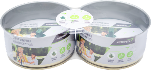 Свеча антимоскитная уличная ACTIWELL с хвойным ароматом 20х10х4,5см, 2х160г, изображение
