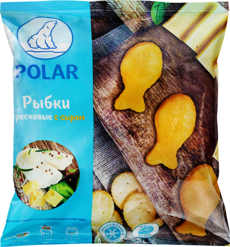 Рыбки тресковые замороженные POLAR с сыром, в панировке, 375г, вид