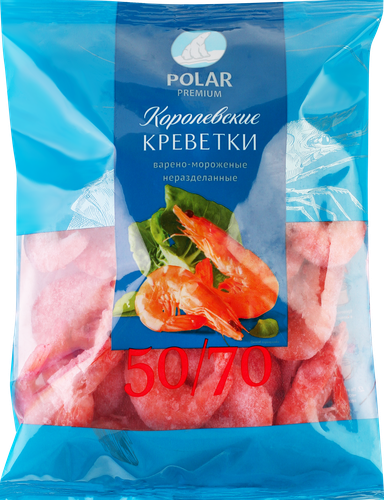 Креветки замороженные POLAR Королевские неразделанные 50/70, 500г, фото