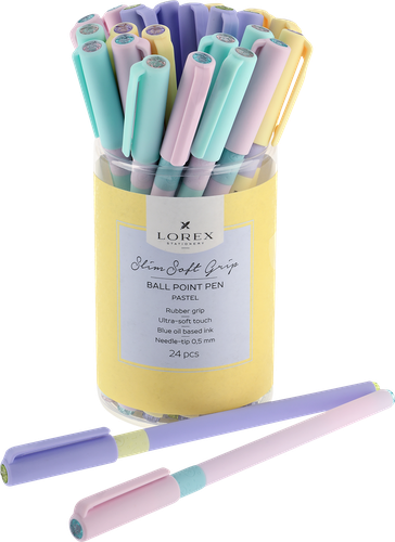 Ручка шариковая LOREX Pastel Slim Soft Grip 0,5мм, синий, фотография