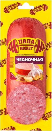 Колбаса полукопченая ПАПА МОЖЕТ Чесночная, категория В, 350г, фото