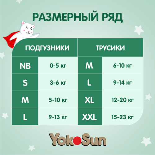 Подгузники-трусики YOKOSUN Premium M 6–10кг, 56шт, картинка