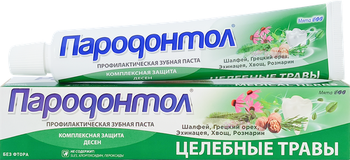 Зубная паста ПАРОДОНТОЛ Целебные травы без фтора, 63г, фотография