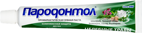 Зубная паста ПАРОДОНТОЛ Целебные травы без фтора, 63г, крупный план