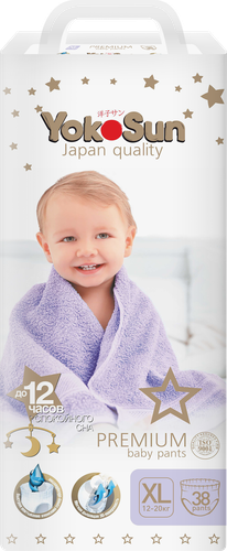 Подгузники-трусики YOKOSUN Premium XL 12–20кг, 38шт, вид