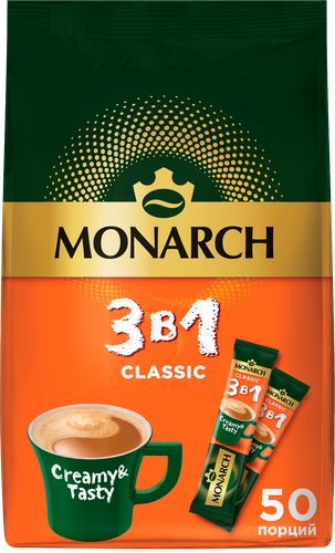 Напиток кофейный растворимый MONARCH 3в1 Классика, 50х13,5г, фотография