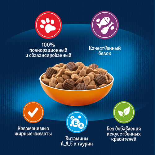 Корм сухой для взрослых кошек FELIX Двойная вкуснятина с птицей, 600г, фотография