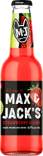 Напиток пивной MAX&JACK'S Strawberry Lime Клубника, лайм нефильтрованный пастеризованный 4,7%, 0.4л, вид