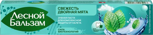 Зубная паста ЛЕСНОЙ БАЛЬЗАМ Total Комплекс Двойная мята на отваре трав, 75мл, крупный план