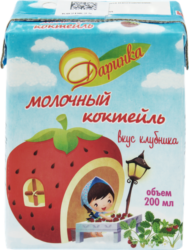 Коктейль молочный ультрапастеризованный ДАРИНКА со вкусом клубники&nbsp;2,5%, без змж, 200мл, картинка