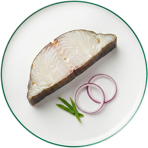 Палтус холодного копчения кусок на коже ЛЕНТА FRESH, весовой, крупный план