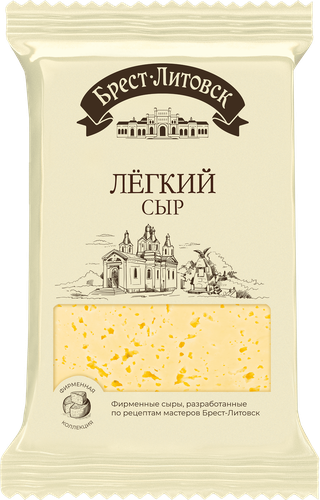 Сыр полутвердый БРЕСТ-ЛИТОВСК Легкий 35%, без змж, 180г, крупный план