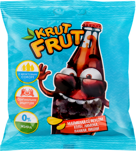 Мармелад жевательный KRUTFRUT Веселый, бутылочки, 70г, крупный план