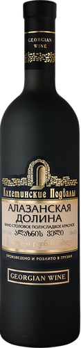 Вино КАХЕТИНСКИЕ ПОДВАЛЫ Алазанская Долина ординарное сортовое красное полусладкое, 0.75л
