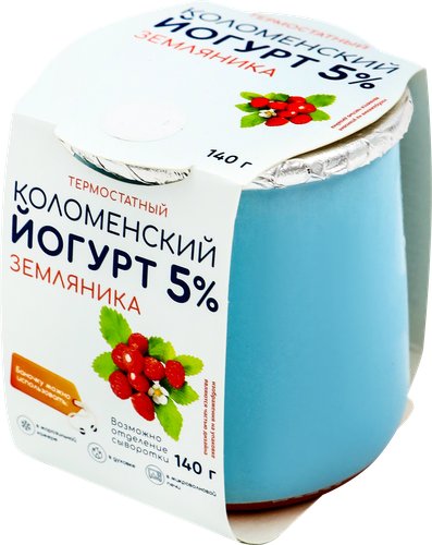 Йогурт термостатный КОЛОМЕНСКИЙ Земляника 5%, без змж, 140г, вид