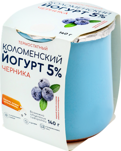 Йогурт термостатный КОЛОМЕНСКИЙ Черника 5%, без змж, 140г, фото