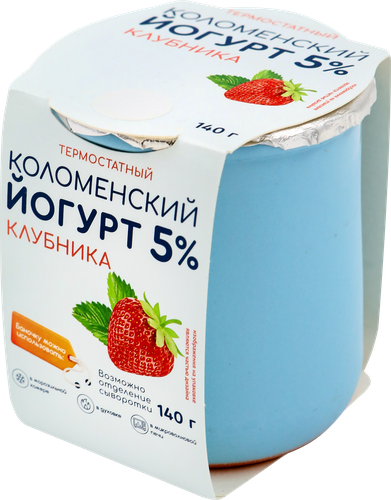Йогурт термостатный КОЛОМЕНСКИЙ Клубника 5%, без змж, 140г, картинка
