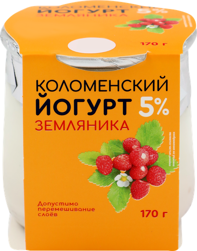 Йогурт КОЛОМЕНСКИЙ Земляника 5%, без змж, 170г, детальное фото