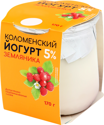 Йогурт КОЛОМЕНСКИЙ Земляника 5%, без змж, 170г, фото