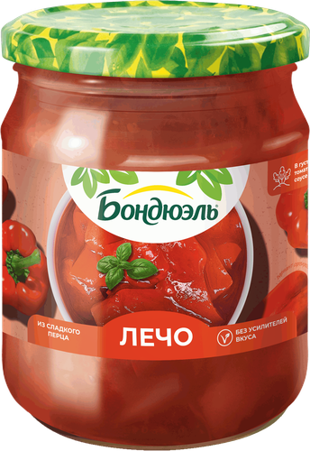 Лечо БОНДЮЭЛЬ отборный перец в томатном соусе, 520г, детальное фото