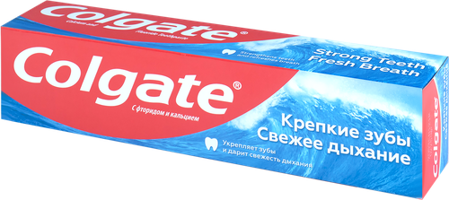 Зубная паста COLGATE Крепкие зубы Свежее дыхание для укрепления эмали и защиты от кариеса, 100мл, крупный план