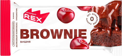Пирожное протеиновое PROTEINREX Brownie, вишневое, 50г, фото