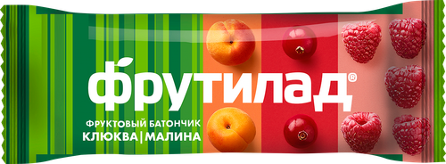 Батончик абрикосовый ФРУТИЛАД с клюквой и малиной, 30г, крупный план