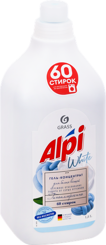 Средство жидкое для стирки GRASS Alpi White gel, 1,8л, фото