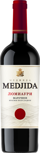 Вино MEDJIDA Ломиаури сортовое марочное красное полусладкое, 0.75л, крупный план