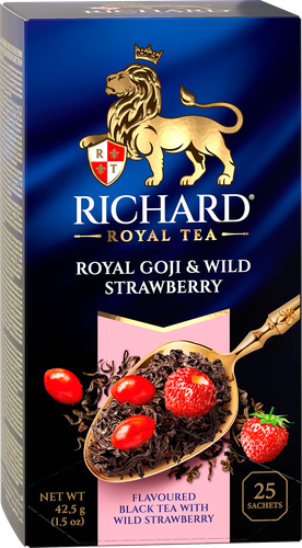 Чай черный RICHARD Royal Goji&Wild Strawberry арома, 25пак, крупный план