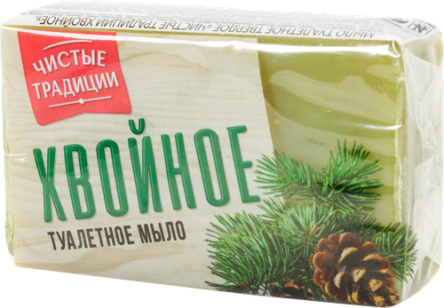 Туалетное мыло ЧИСТЫЕ ТРАДИЦИИ Хвойное, 160г, крупный план
