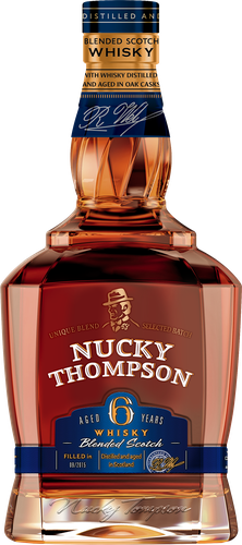 Виски NUCKY THOMPSON купажированный 6 лет 40%, 0.5л, крупный план