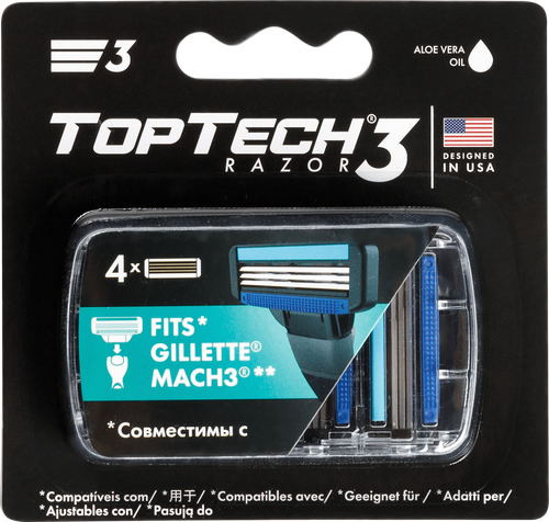 Кассеты сменные для бритья TOPTECH Razor 3, 4шт, детальное фото