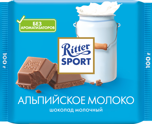 Шоколад молочный RITTER SPORT Альпийское молоко, 100г, вид