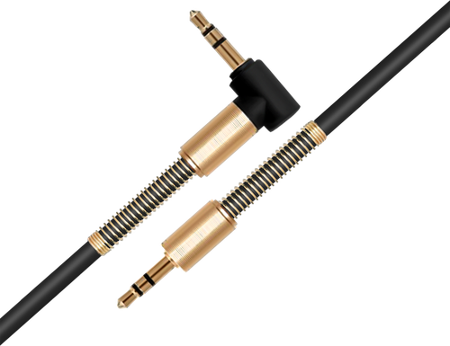 Кабель GAL 2630 3.5 Jack plug-3.5 Jack plug, с пружиной, черный, 1м, изображение