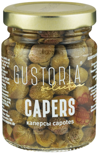 Каперсы консервированные GUSTORIA, 106мл, крупный план