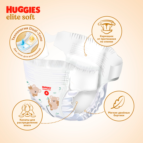 Подгузники HUGGIES Elite Soft 3 5–9кг, 72шт, фото