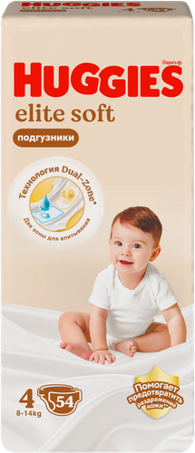 Подгузники HUGGIES Elite Soft 4 8–14кг, 54шт, картинка