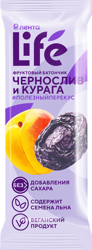 Батончик фруктовый ЛЕНТА LIFE Чернослив и курага, 33г, фотография