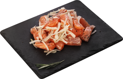 Лосось слабосоленый По-домашнему ЛЕНТА FRESH, весовой, крупный план