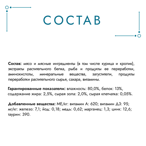 Корм влажный для взрослых кошек ГУРМЭ Перл Мясной Дуэт Курица и кролик в  соусе, 75г, фото