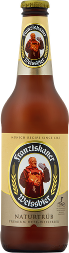 Пиво светлое FRANZISKANER Premium Hefe-Weissbier пшеничное нефильтрованное пастеризованное 5%, 0.45л, вид