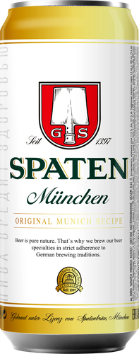 Пиво светлое SPATEN MUNCHEN Хеллес пастеризованное 5,2%, 0.45л, вид