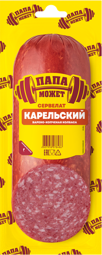 Колбаса варено-копченая ПАПА МОЖЕТ Сервелат Карельский, 280г, вид