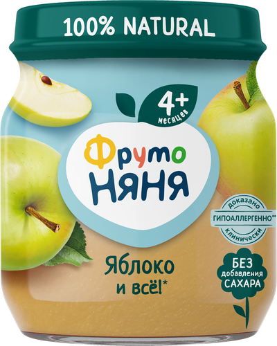 Пюре фруктовое ФРУТОНЯНЯ Яблоко, с 4 месяцев, 100г, детальное фото