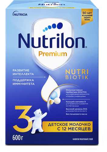 Молочко детское NUTRILON Premium 3, с 12 месяцев, 600г, крупный план